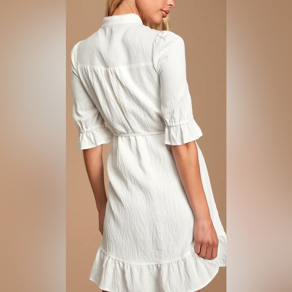 Mock Neck Ruffled Mini Dress - Picture 6 of 7